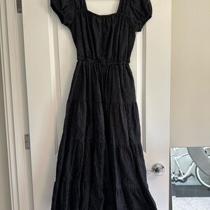 & Other Stories Black Maxi Sundress with Square Neck